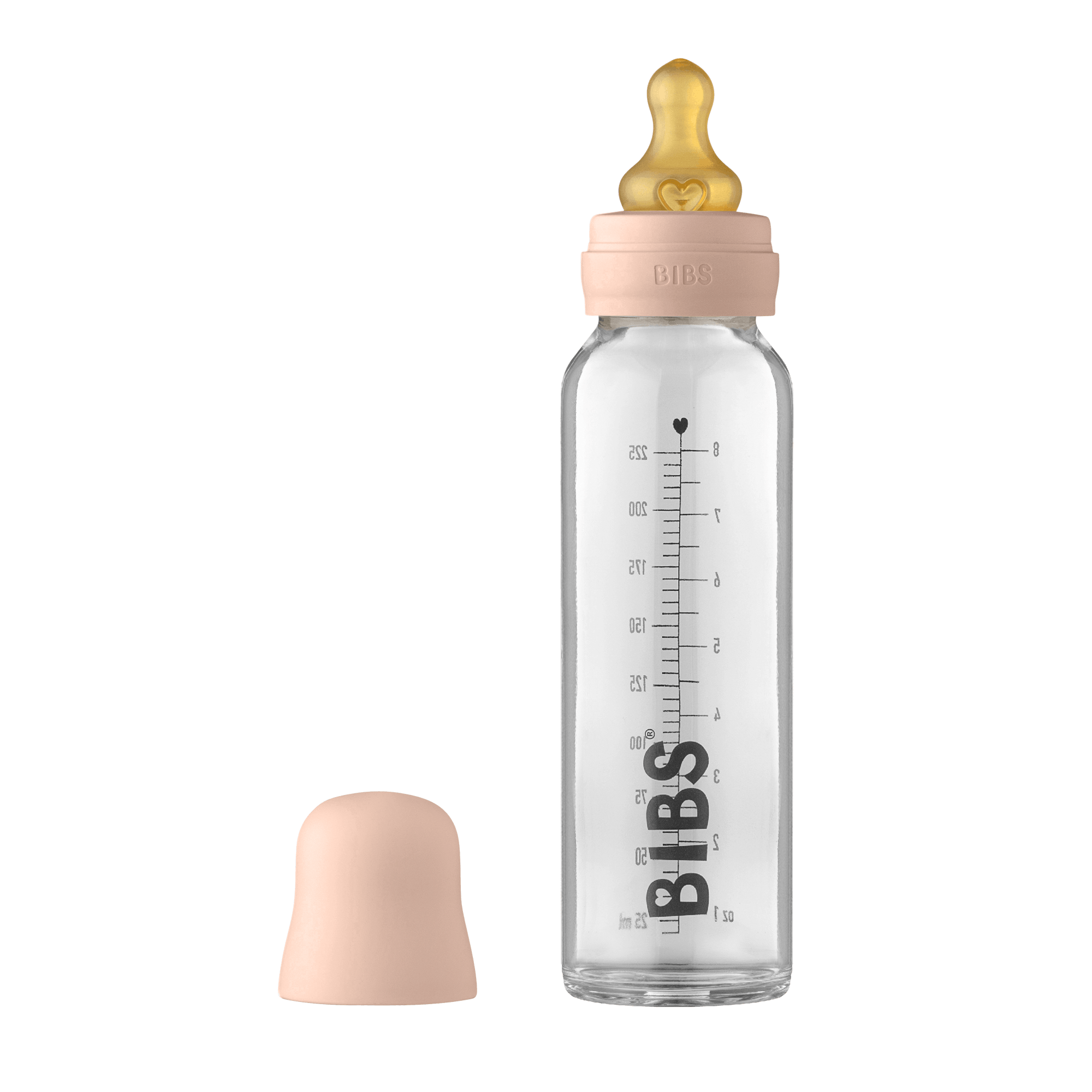 Bibs Baby Glass Bottle Complete Set Latex Blush 225 - Bibs Baby  - 5713795220922