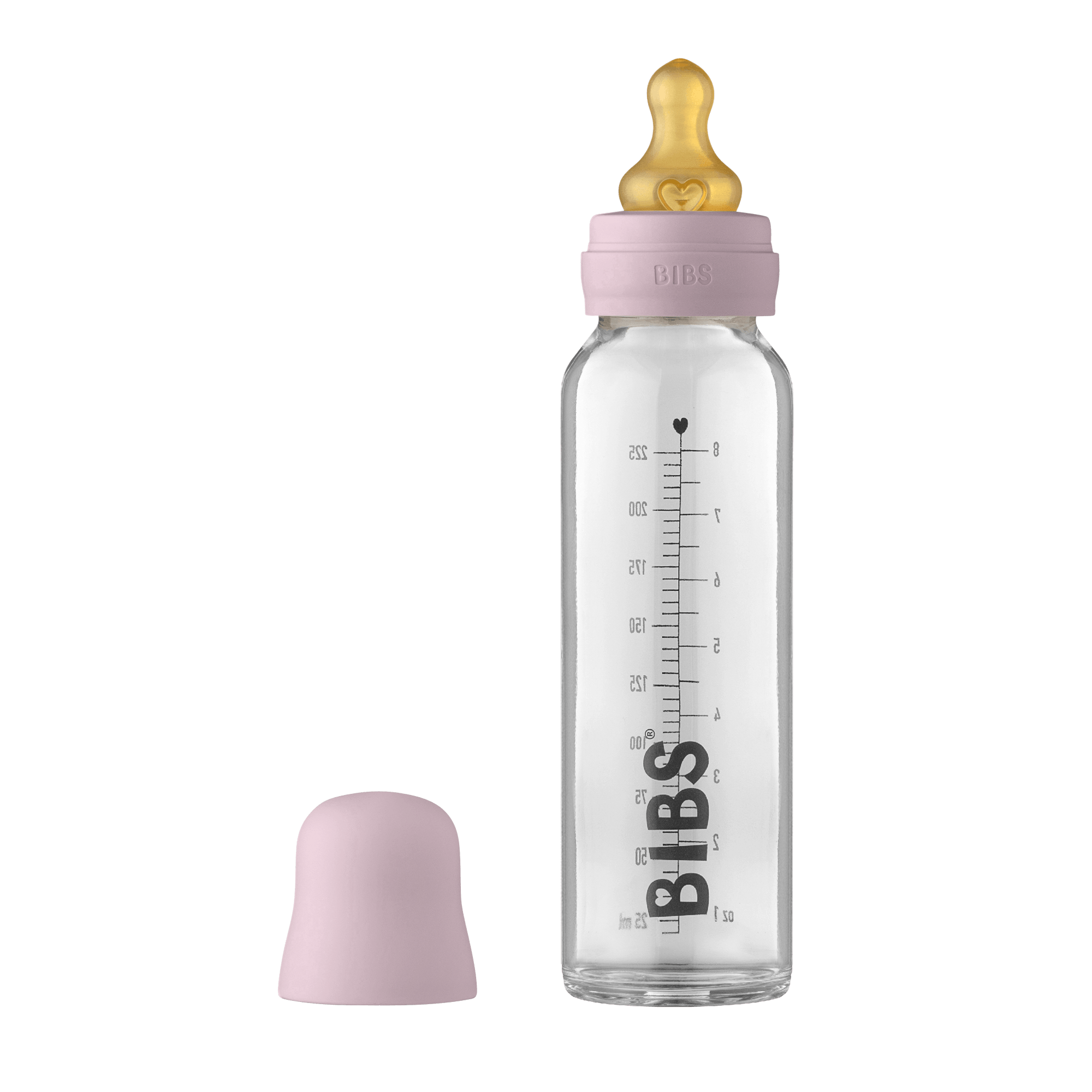 Bibs Baby Glass Bottle Complete Set Latex Dusky Lilac 225 - Bibs Baby  - 5713795238729
