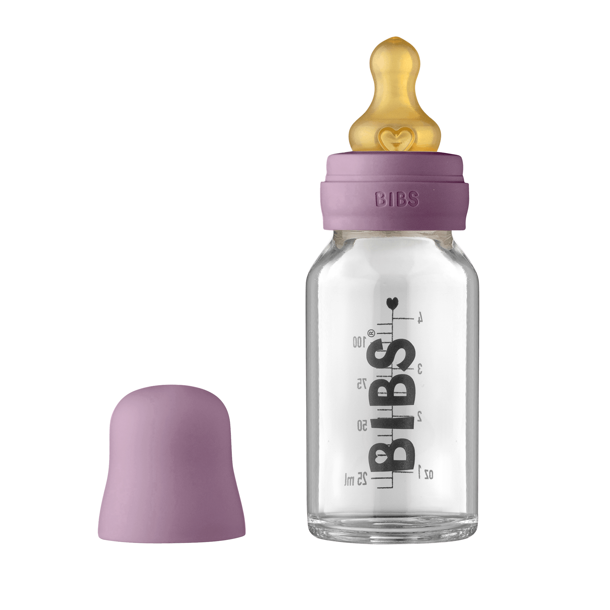 Bibs Baby Glass Bottle Complete Set Latex Mauve 110 - Bibs Baby  - 5713795244188
