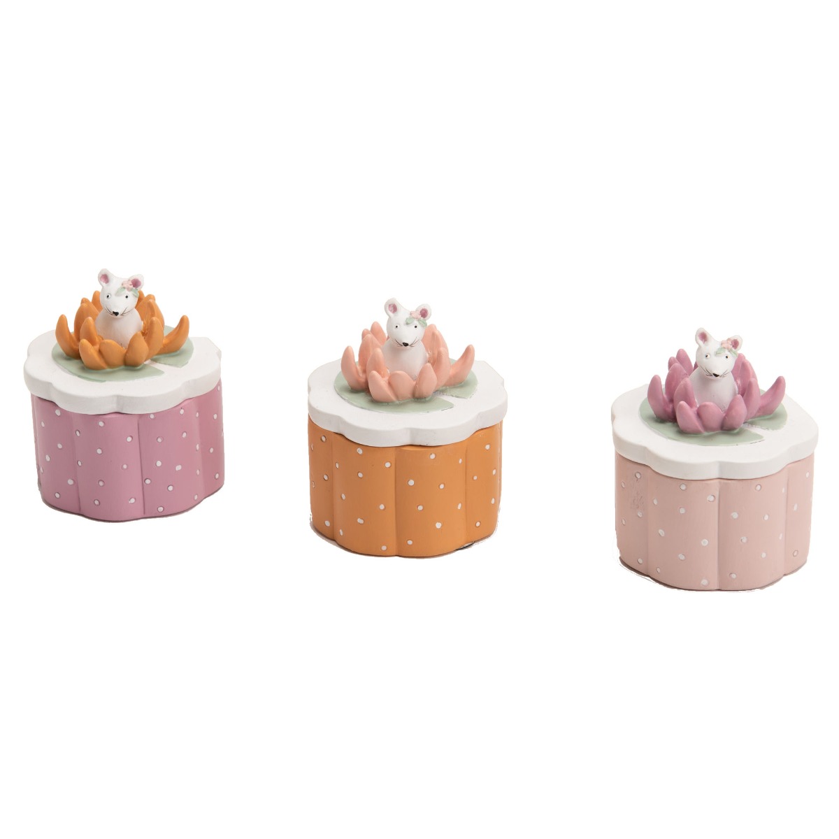 Beige Tandæske Blomst Mus - Baby  - 3520071868424