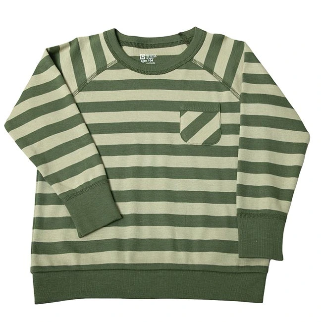 Grøn Bluse Baby Med Strib økologisk Bomuld - Katvig Baby  - 5705492357209