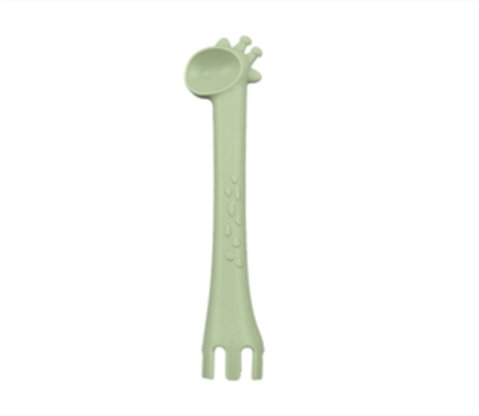 Grøn Tiny Tot Silikone Ske Gaffel Støvet - Tiny Tot Baby  - 0710535212035