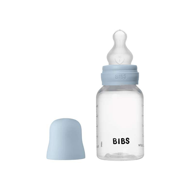 Bibs Bottle Sutteflaskesæt Plastik Silikone Slow Flow Rund 150 Baby Blue - Bibs Baby  - 5713795265428