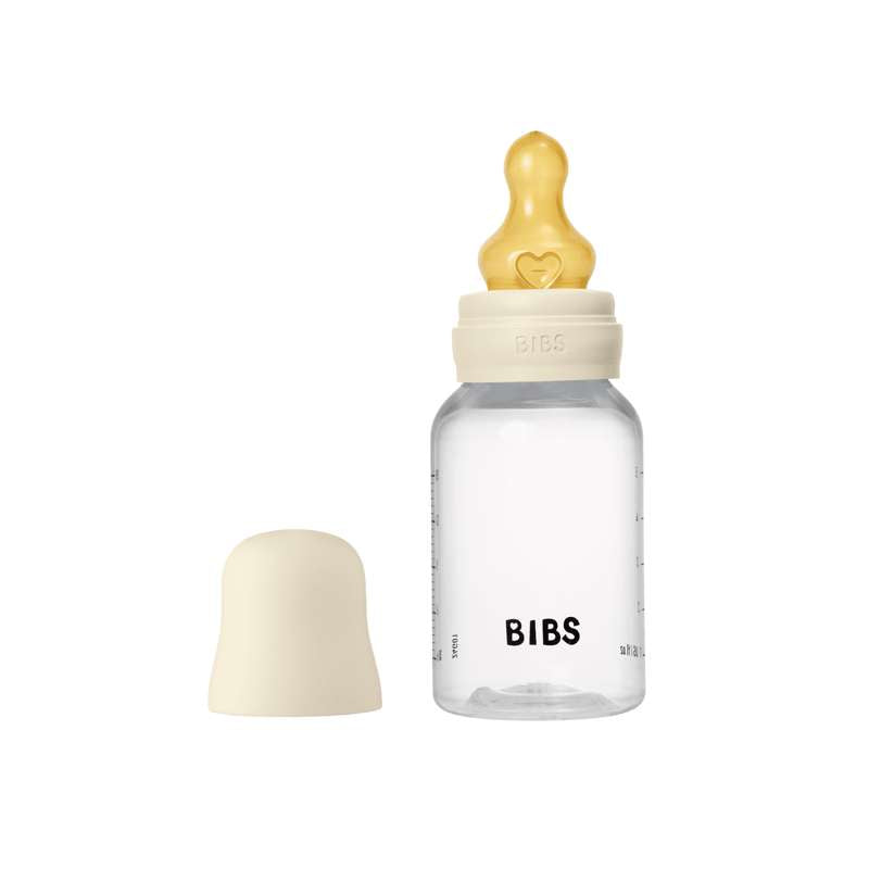 Bibs Bottle Sutteflaskesæt Plastik Latex Slow Flow Rund 150 Ivory - Bibs Baby  - 5713795265343