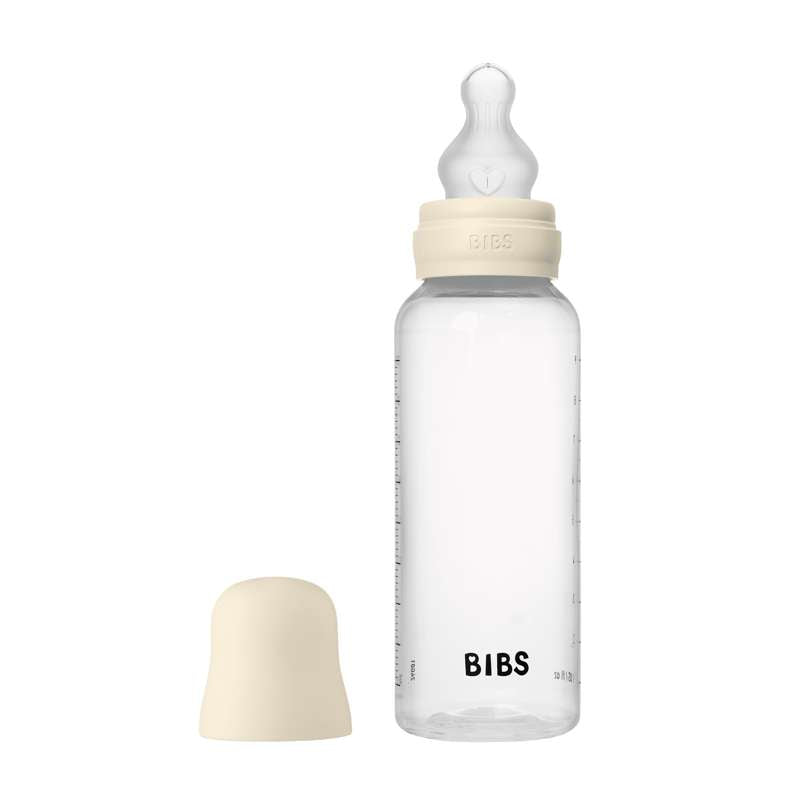 Bibs Bottle Sutteflaskesæt Plastik Silikone Medium Flow Rund 270 Ivory - Bibs Baby  - 5713795265480