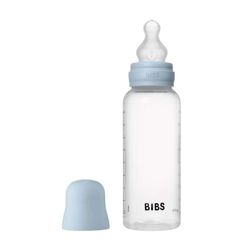 Bibs Bottle Sutteflaskesæt Plastik Silikone Medium Flow Rund 270 Baby Blue - Bibs Baby  - 5713795265466