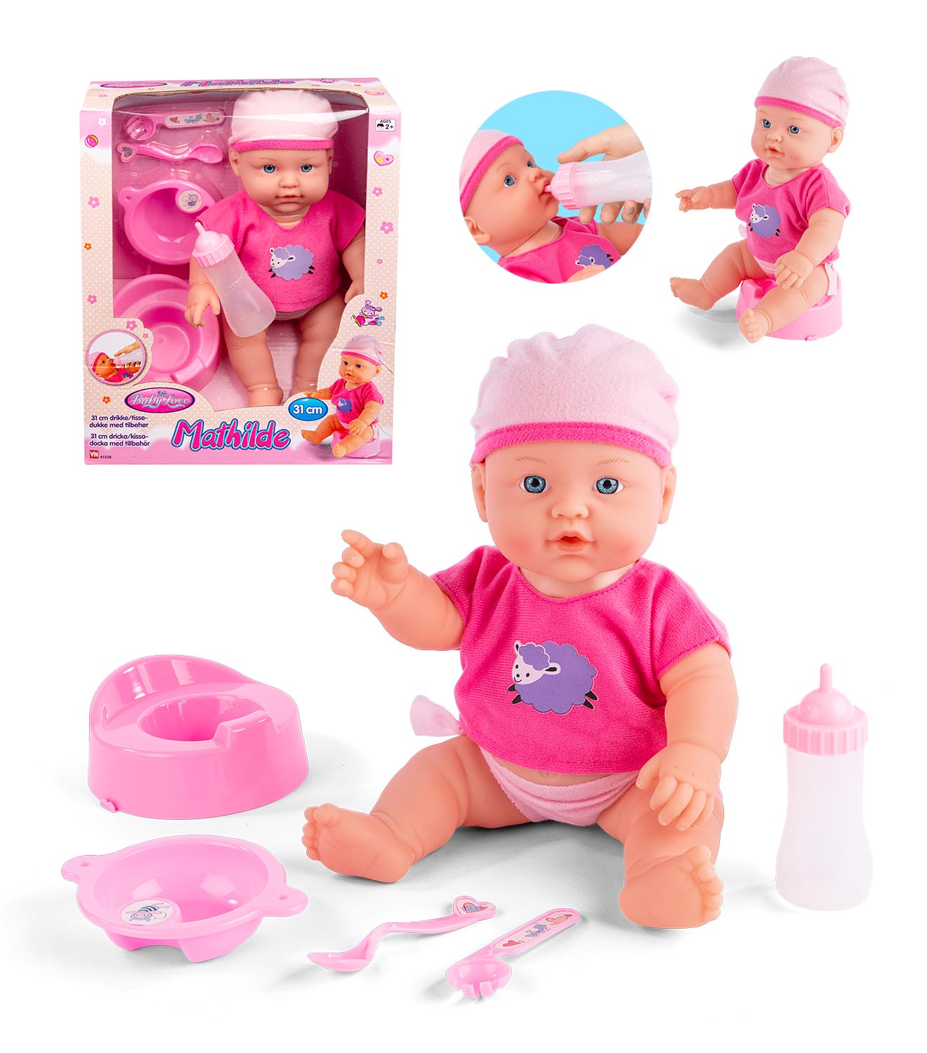 Baby Mathilde Dukke Drikke Tisse Legekammeraten - Baby  - 5701719600387