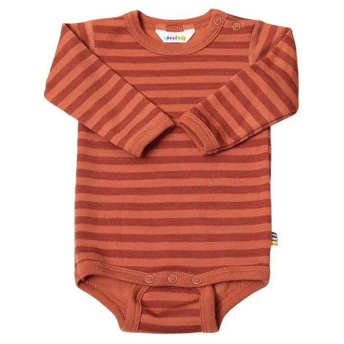 Rød Strib Langærmet Body Rødstribet Uld - Joha Baby  - 5705492145615