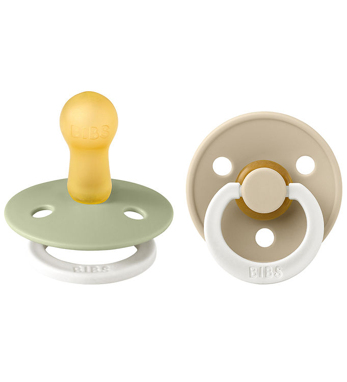 Beige/Grøn Bibs Colour Natsutter 2 2 Pak Rund Sage Glowvanill - Bibs Baby  - 5713795244577