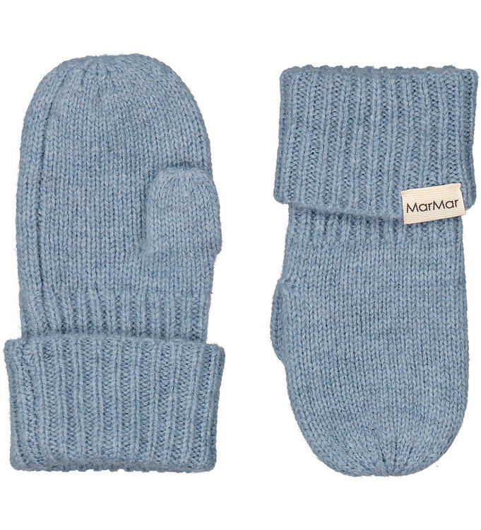 Blå Marmar Vanter Uld Strik Alvilda Baby Monsoom Blue Melang - Marmar Baby  - 5715522045334
