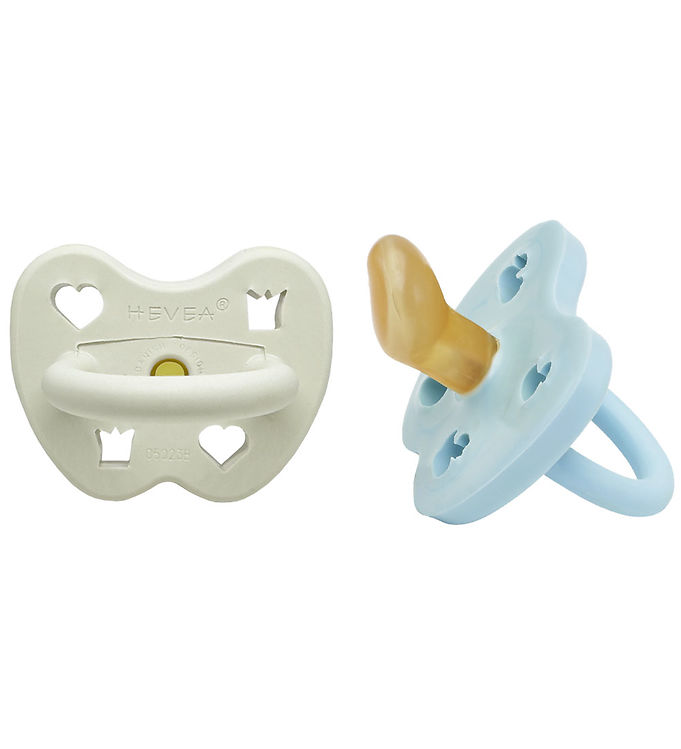 Blå/Hvid Hevea Sutter 3 36 Mdr 2 Pak Naturgummi Iceberg - Hevea Baby  - 5710087466419