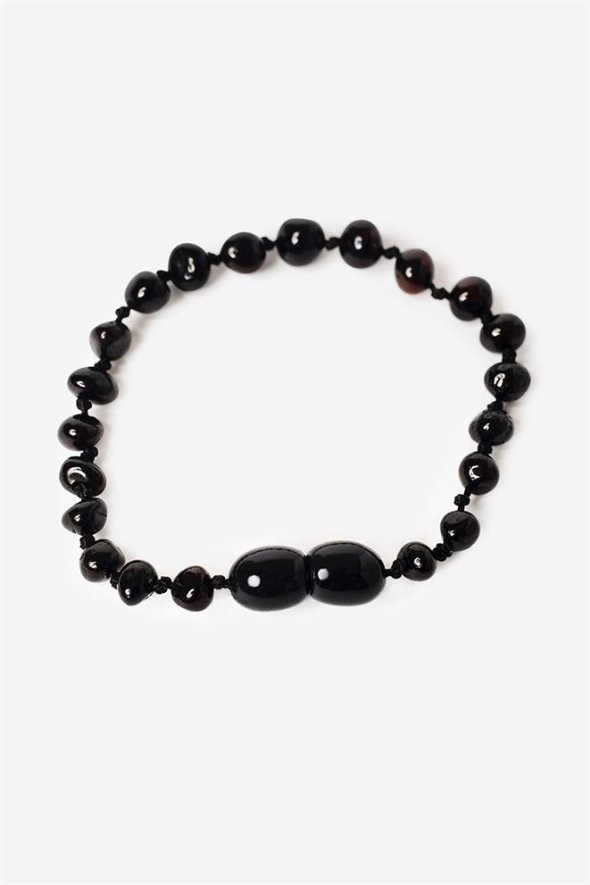 Sort Black Farvet Rav Armbånd Baby Barn 100 Naturligt - Milker Baby