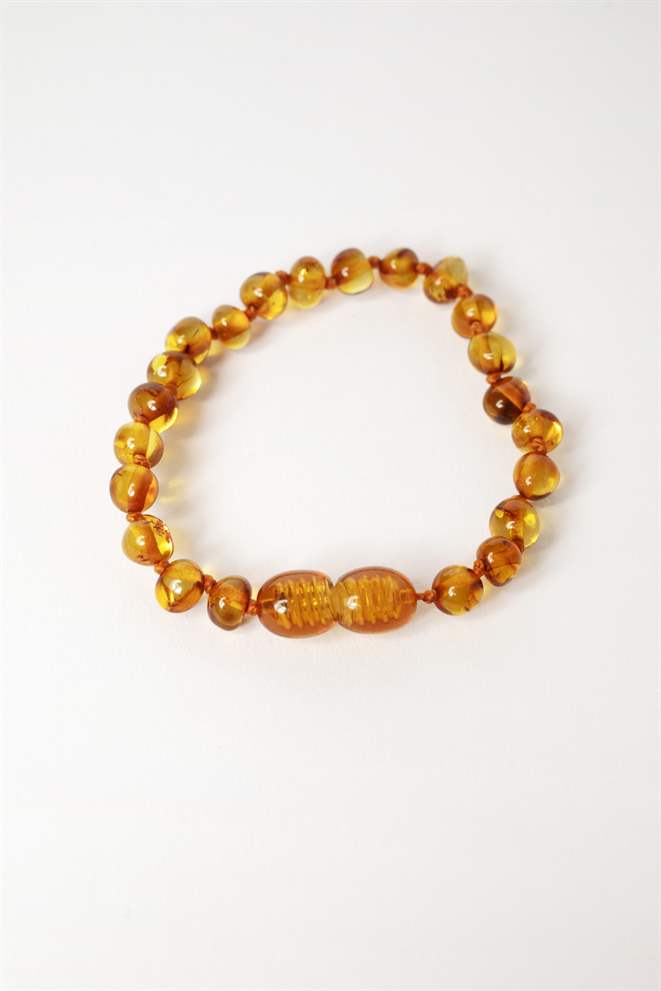 Cognac Farvet Rav Armbånd Baby Barn 100 Naturligt - Milker Baby