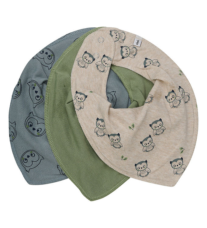 Beige/Grøn/Mult Pippi Baby Savlesmæk 3 Pak Lead - Pippi Baby Baby  - 5714999614432