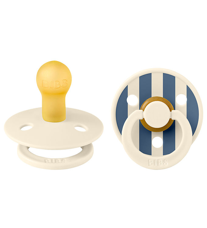 Blå/Hvid Bibs Colour Sutter 2 Pak 1 Rund Ivorysteel Blue - Bibs Baby  - 5713795259687