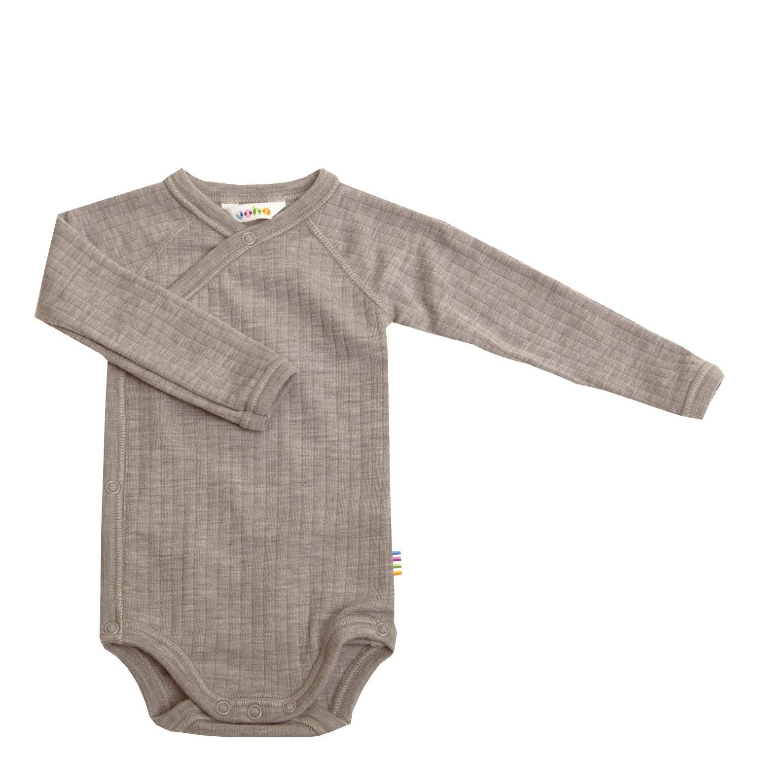 Uld Baby Body Med Lange ærmer, Sesame Melange, Joha - Joha Baby
