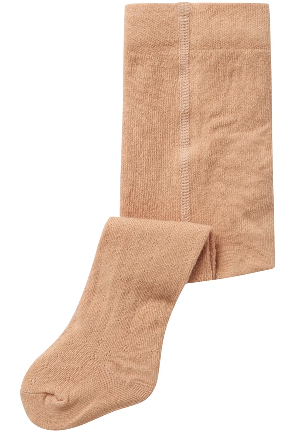 Lil Atelier Strømpebukser Filso Baby Ana Pointelle Rugby Tan - Lil Atelier Baby  - 5715611989297