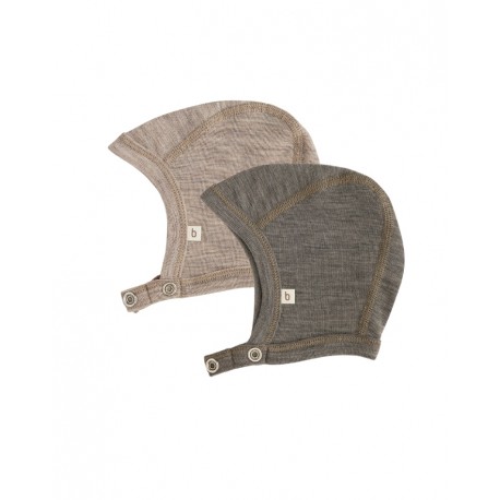 Baby Hjelm Med Trykknapper 100 Økologisk Merino Uld Tyk Kvalitet Lag Stof Pak - Byhappyme Baby  - 5715701004381