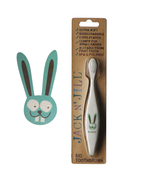 Babyblå Jack Jill, Øko Børnetandbørste Kanin - Jack N Jill Baby  - 9312657011041