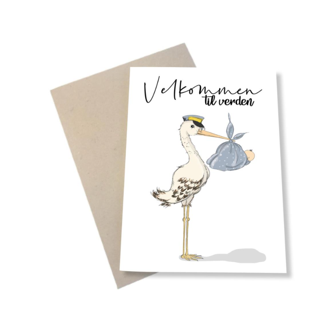 Velkommen Til Verden Dreng Kort - Mouse & Pen Baby  - 5714955007919