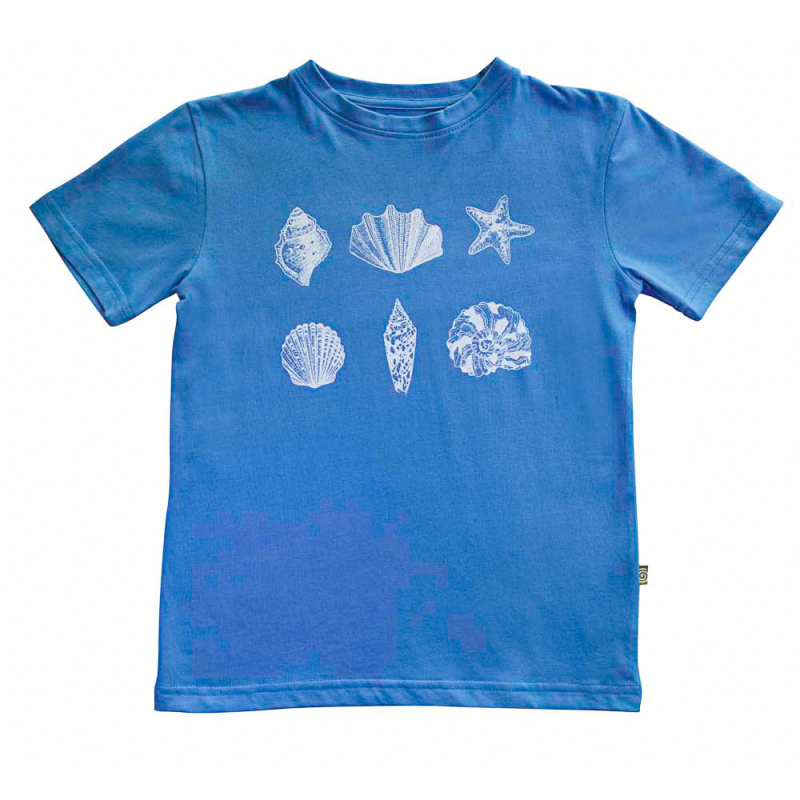 Blå Shirt Med Hvide Strandskaller - Nui Organics Baby  - 9420054918952