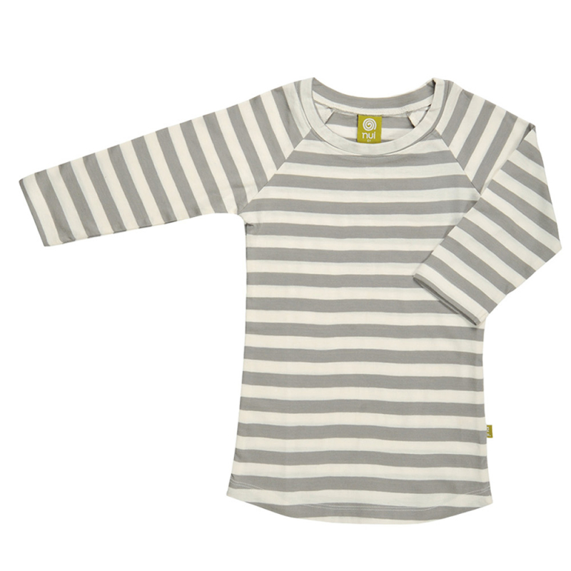 Blå Bluse Med 34 ærme Grå Stribe - Nui Organics Baby  - 9421029881967
