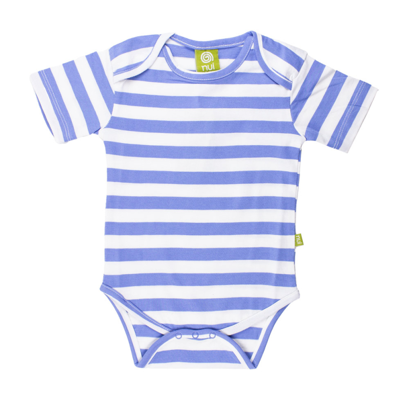 Blå Striber Kortærmet Body Blå Bredstribet - Nui Organics Baby  - 9421029882575