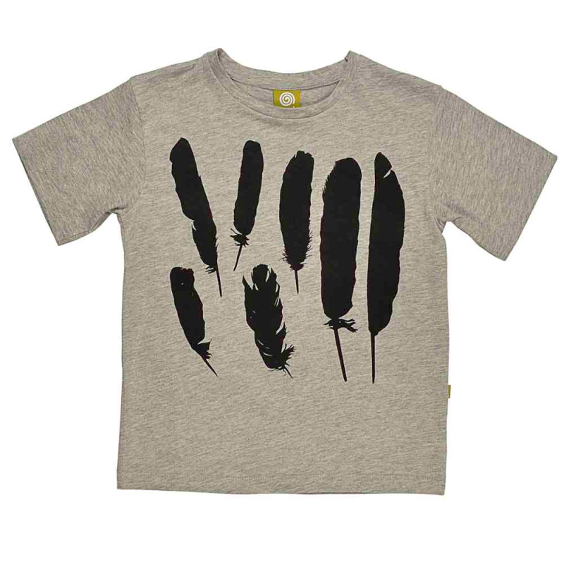 Gråmeleret Shirt Med Fjerprint - Nui Organics Baby