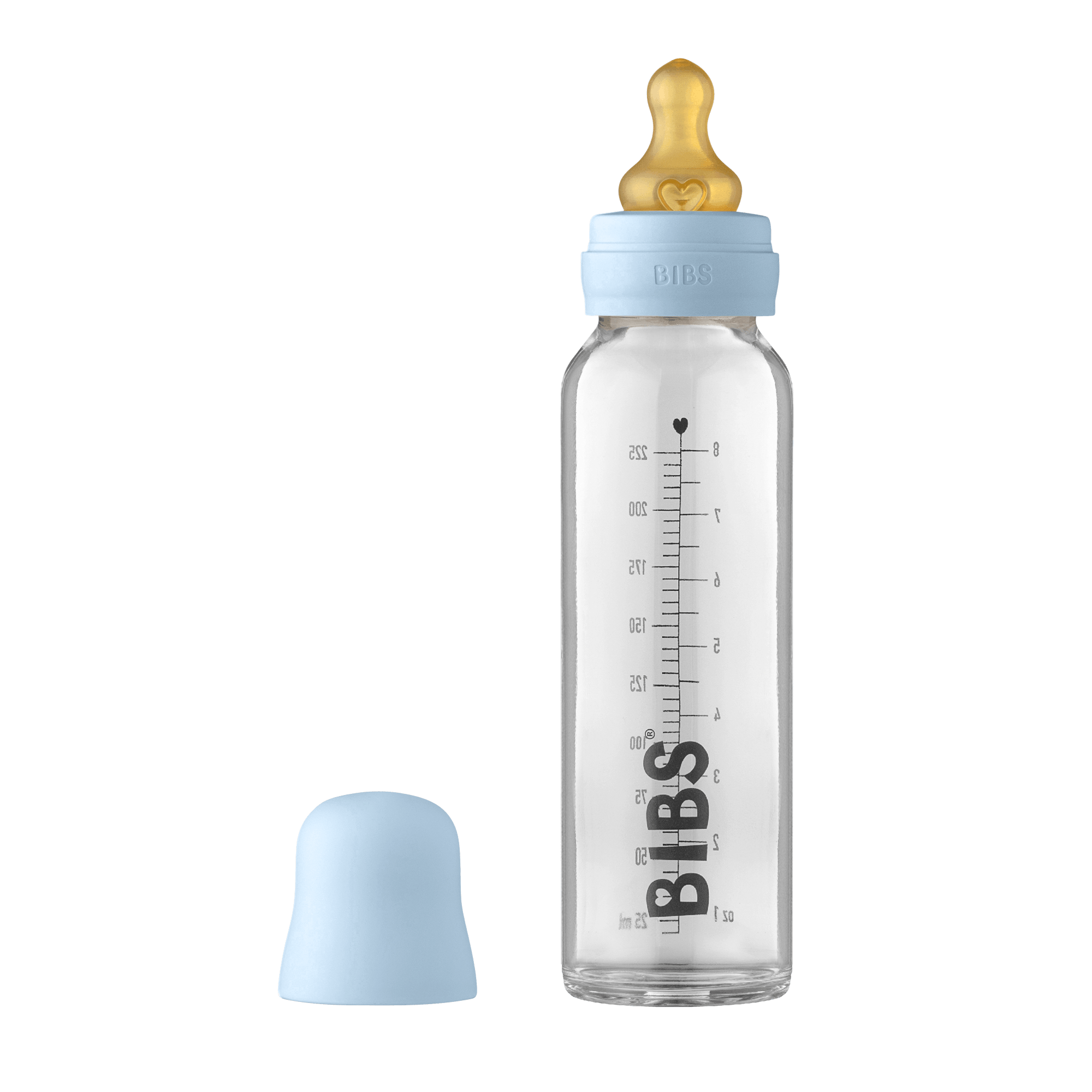 Bibs Baby Glass Bottle Complete Set Latex Baby Blue 225 - Bibs Baby  - 5713795238705