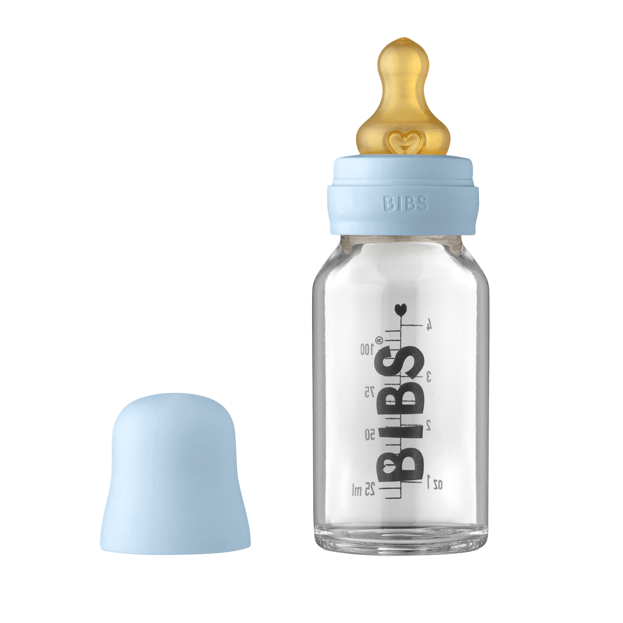 Bibs Baby Glass Bottle Complete Set Latex Baby Blue 110 - Bibs Baby  - 5713795238651