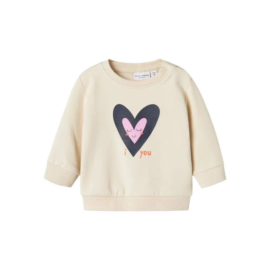 Beige Tæller Fo Name Baby Sweatee Shirt Vrillie Summer Sand Heart - Name It Baby  - 5715608877293