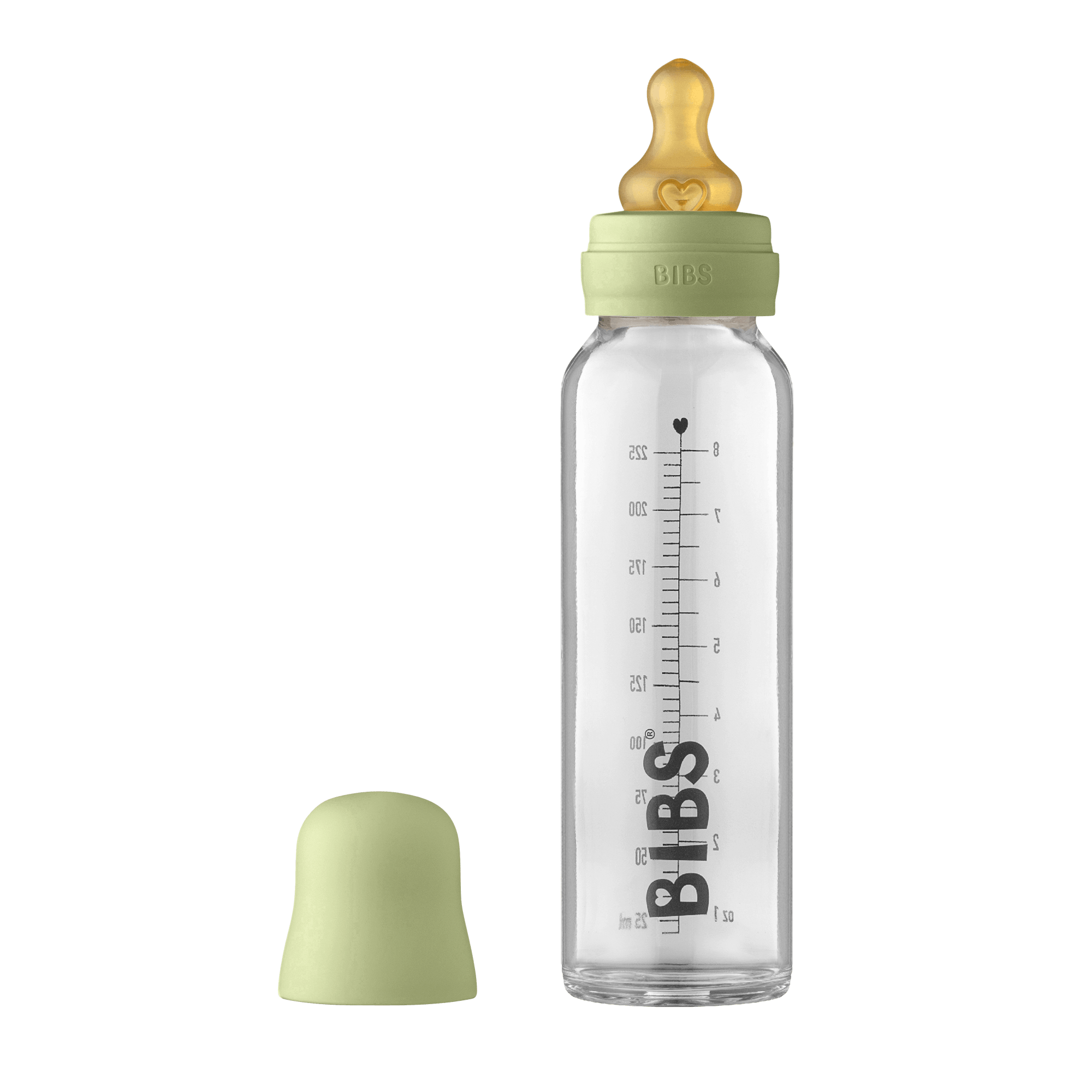 Bibs Baby Glass Bottle Complete Set Latex Sage 225 - Bibs Baby  - 5713795220939