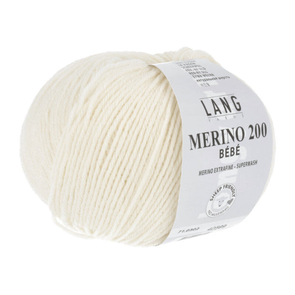 Hvid Lang Yarns Merino 200 Bebe Egg White 302 - Lang Yarns Baby  - 71.0302