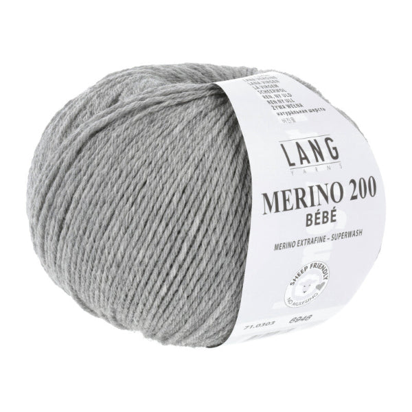 Light Grey - 30 Lang Yarns Merino 200 Bebe Light Grey 303 - Lang Yarns Baby  - 71.0303