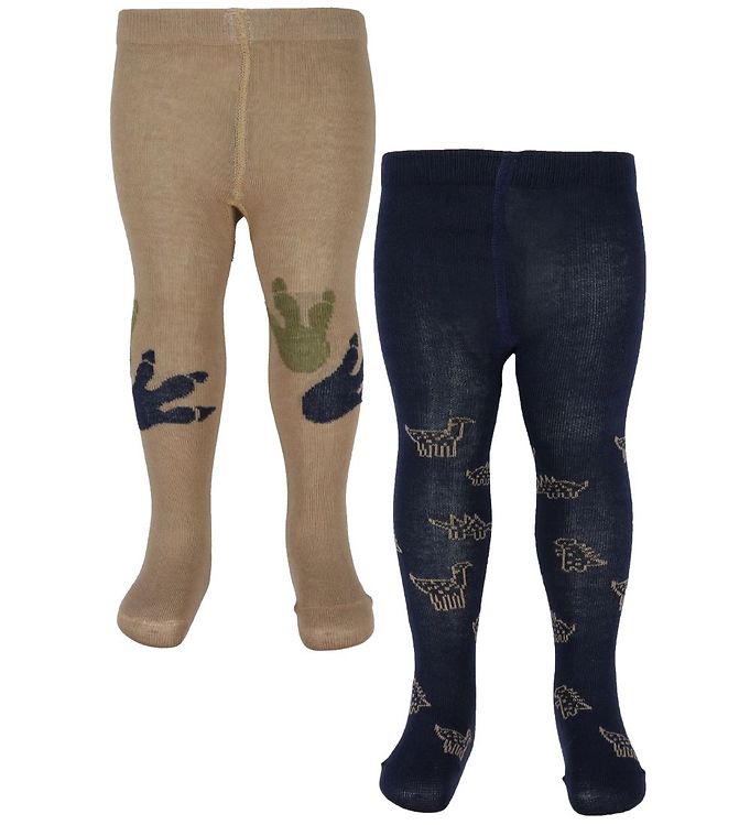 Blå/Brun Minymo Baby Strømpebukser Pak Dark Navy - Minymo Baby  - 5714625615246