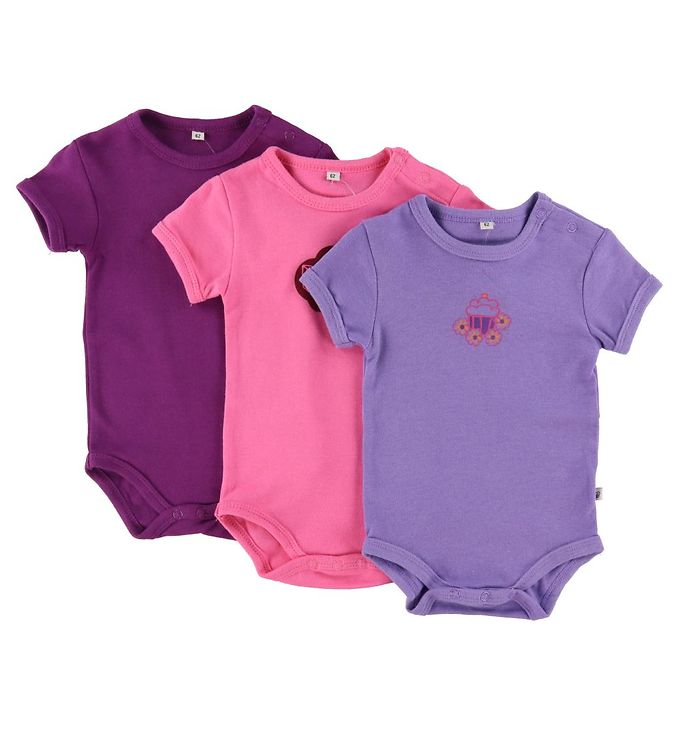 Rosa Pippi Body Stk Assorteret Pige Farvet - Pippi Baby Baby  - 5704617402022