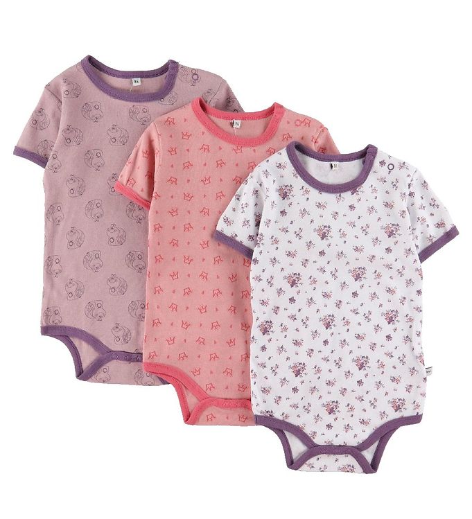 Rosa Pippi Body Stk Assorteret Pige Farvet Mønster - Pippi Baby Baby  - 5704617400707