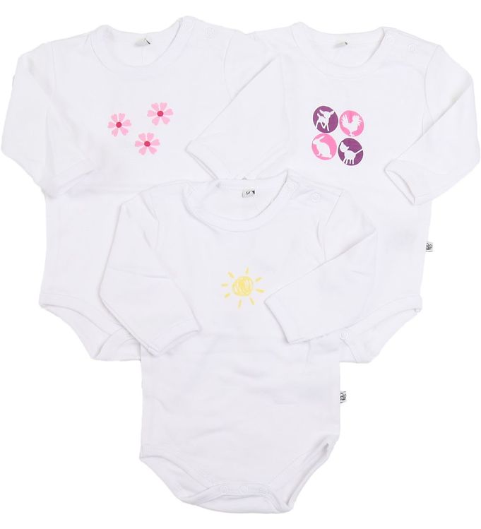 Hvid Pippi Body Stk Assorteret Pige Print - Pippi Baby Baby