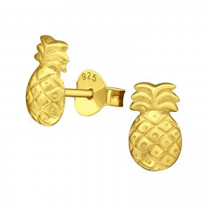 Ananas Ørestikker Sterling Sølv Guldbelægning - Luxbaby.dk Baby  - 7644794683649