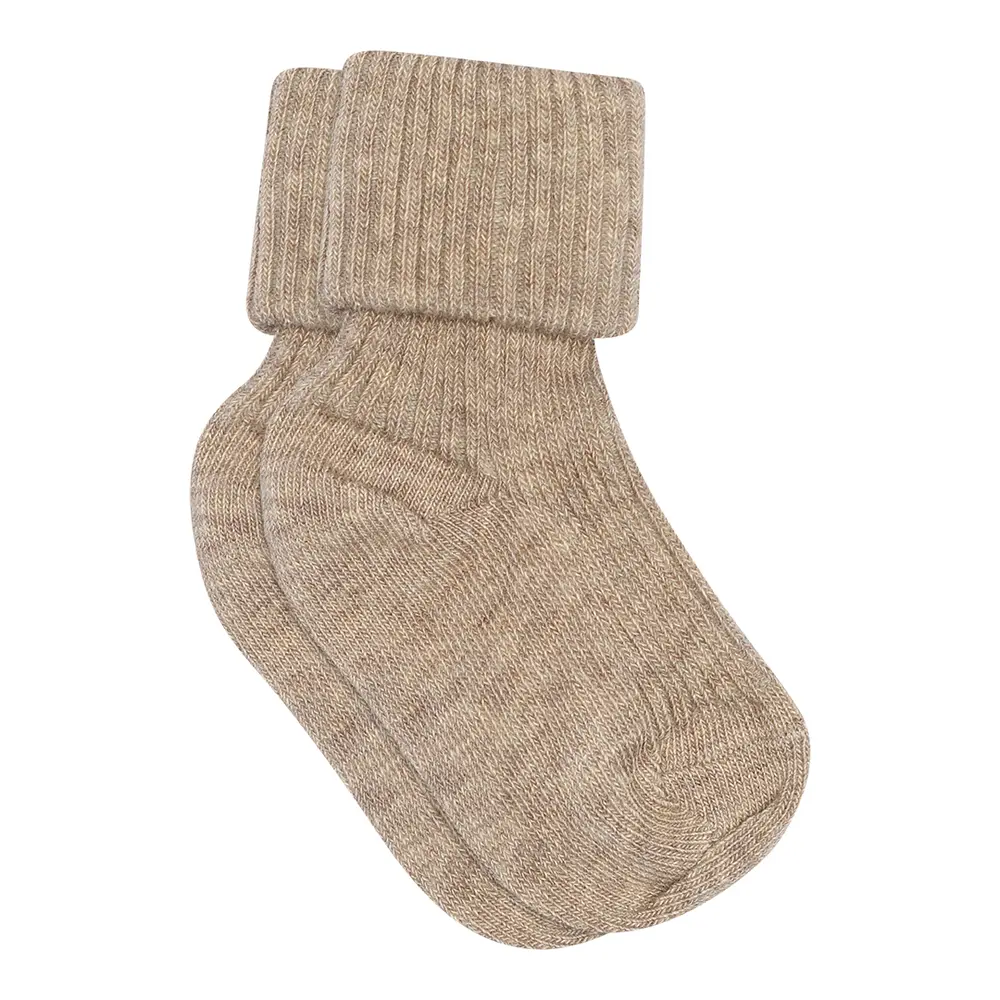 Beige Baby Rib Ankelstrømpe Light Brown Melange - Mp Denmark Baby  - 5712644587599