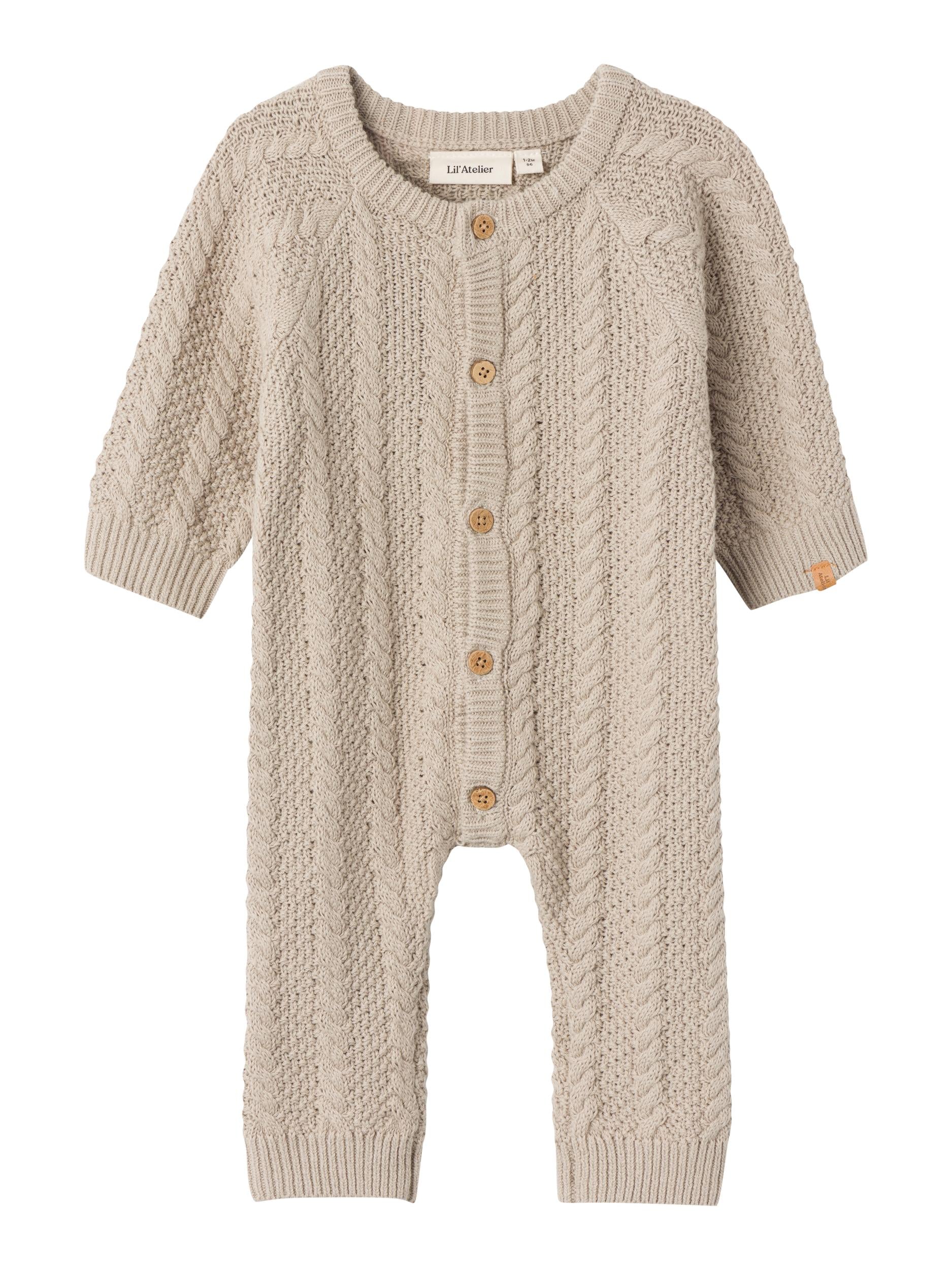 Beige,  Purecas Lil Atelier Daimo Strik Baby Dragt Pure Cashmere - Lil Atelier Baby  - 8929461928271