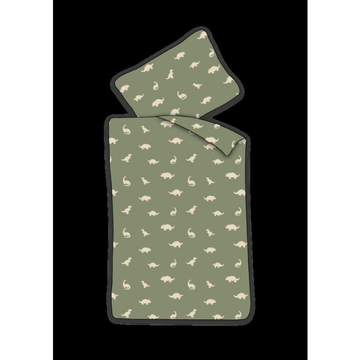 Grøn Baby Sengetøj 70x100 T Sengesæt Med Dinosaur 100 Blødt Bomulds Sengelinned - By Mats Baby  - 5714710020009