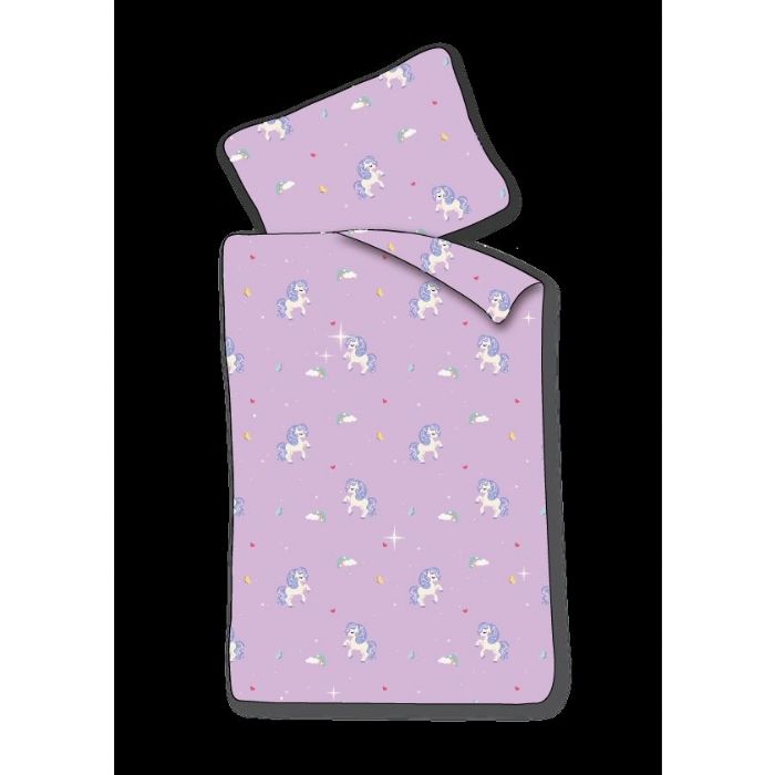 Baby Sengetøj 70x100 Lilla Sengesæt Med Enhjørninger 100 Blødt Bomulds Sengelinned - By Mats Baby  - 5714710020108