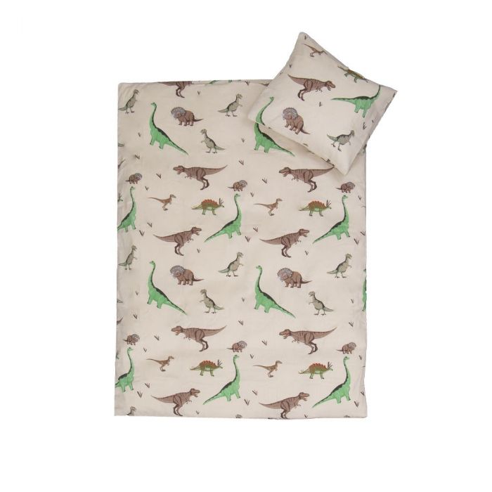 Baby Sengetøj 70x100 Dinosaurer Sengetøj 100 Blød Bomuld - Borg Living Baby  - 5714710015593