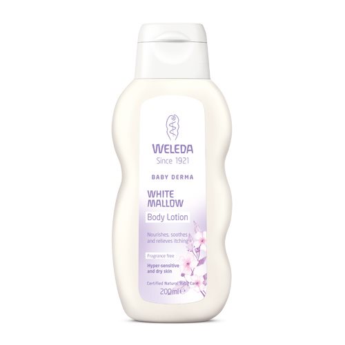 Hvid Weleda Baby Derma Bodylotion White Mallow 200 - Baby