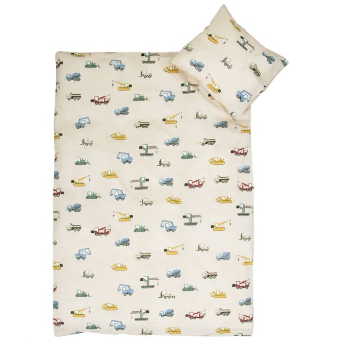 Baby Sengetøj 100 Blød Bomuld Sengesæt Til Baby 70x100 Sengetøj Med Arbejdsmaskiner - By Mats Baby  - 5714710018037