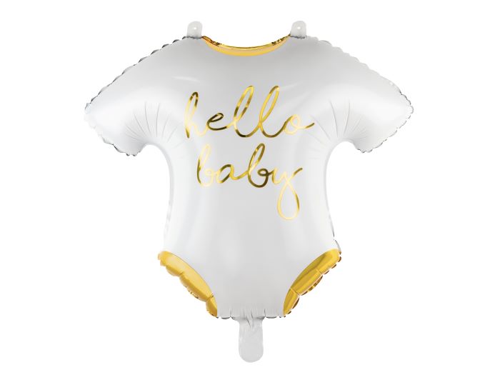 Hvid Baby Bodystocking Folieballon Med Guld Tekst 51x45 - Baby