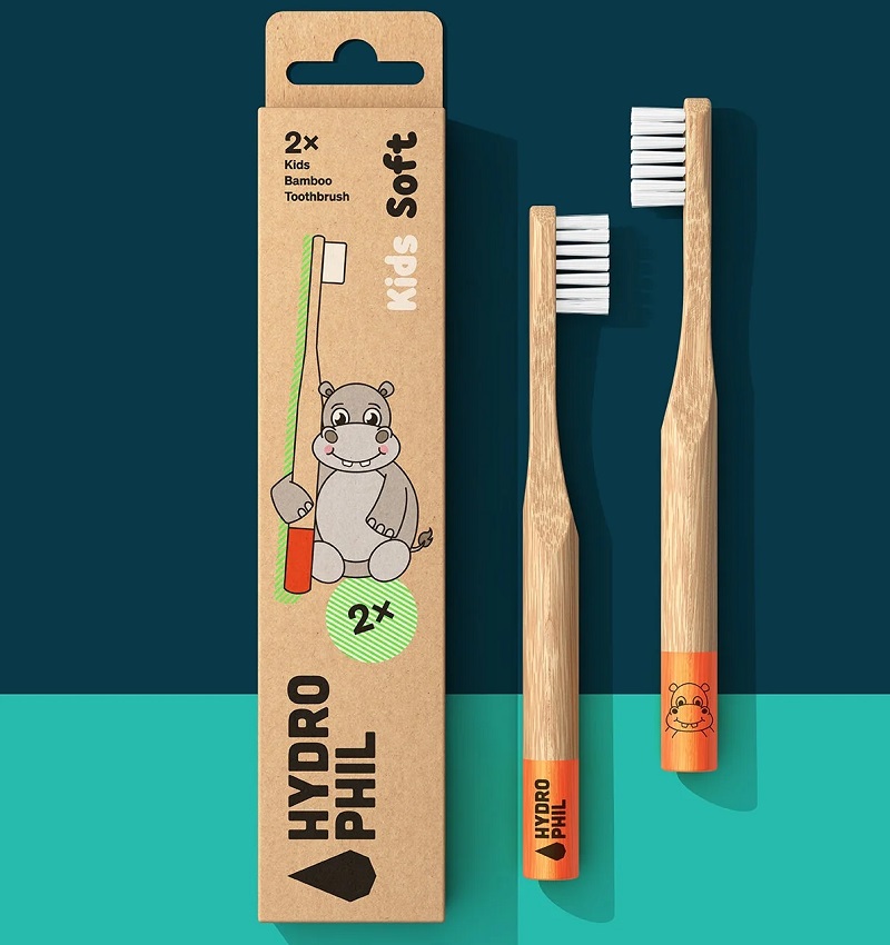 Hydrophil Pak Bambus Tandbørster Børn Hippo - Hydrophil Baby  - 4260397794241