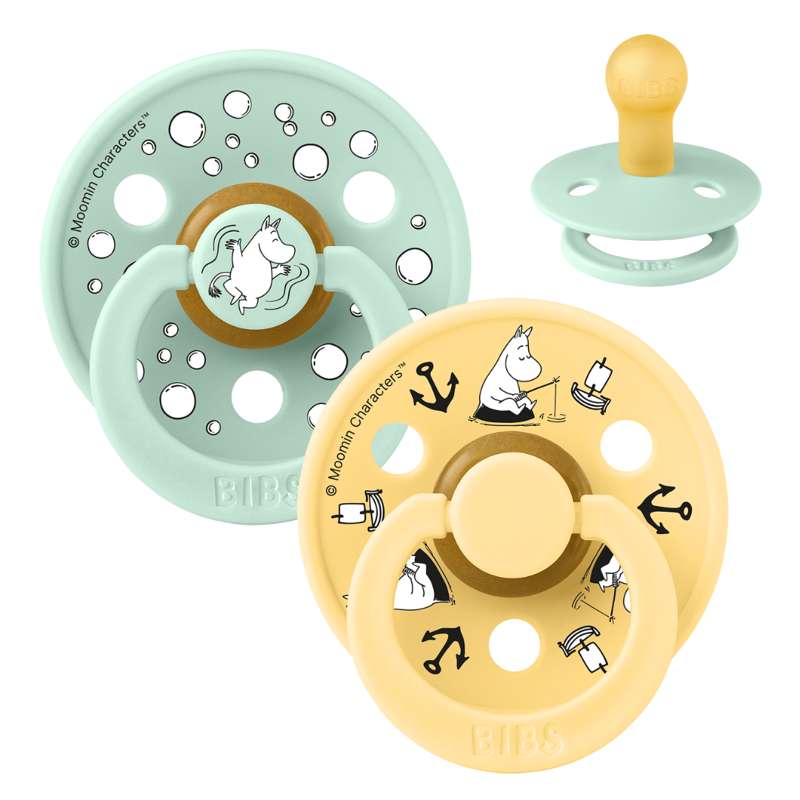 Bibs Rund Colour Sut Pak Str Naturgummi Moomin Sailing Nordic Mint Mix - Bibs Baby - 5713795273430