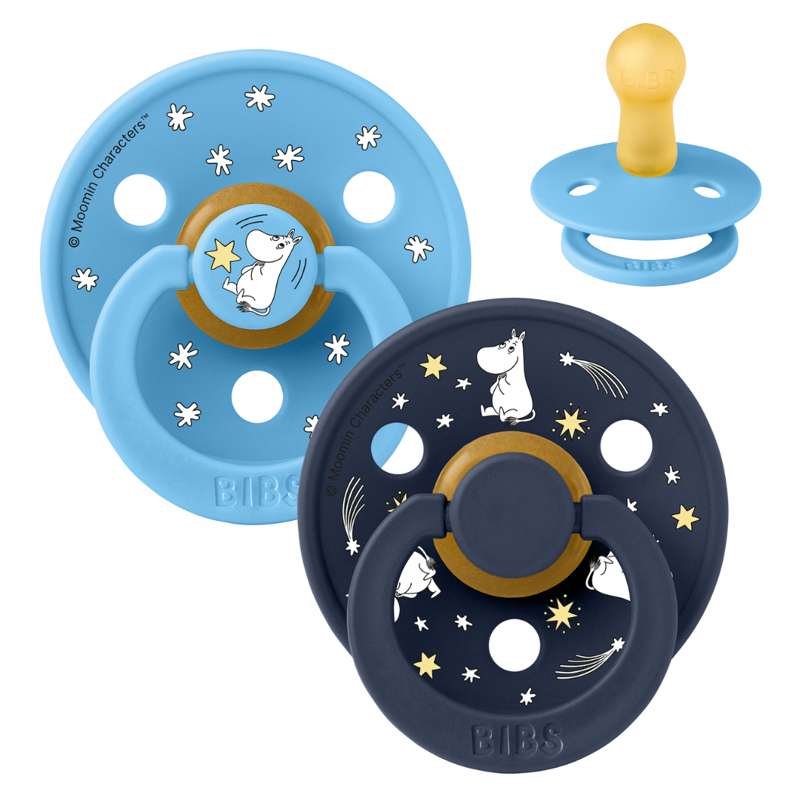 Bibs Rund Colour Sut Pak Str Naturgummi Moomin Goodnight Breeze Mix - Bibs Baby - 5713795273379